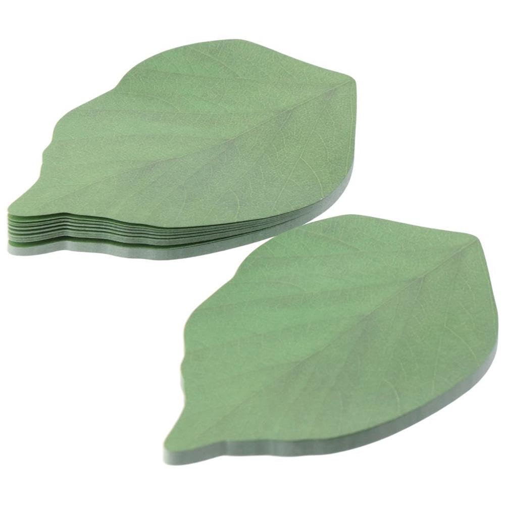 Risedot 10Pcs Green Leaf-Shaped Sticky Notes, Removable Self-Stick Notes Pads, Writing Memo Pads for Office Home (500 Sheets) - Image 4