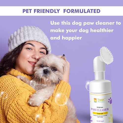 Image of Pet Paw Cleaner For Dog Cat Waterless Foot Scrubber Cleaning Foam With Silicone Washer Brush (Pack of 2, 150 Ml, Lavender)