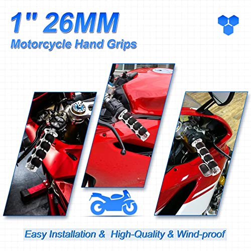 Oxmart Motorcycle Hand Grips Universal 1 Inch Chrome Motorcycle Grips With Throttle Assist And Anti-Slip Rubber Design Fit For Harley Yamaha Kawasiki Suzuki Cruisers #TOP2