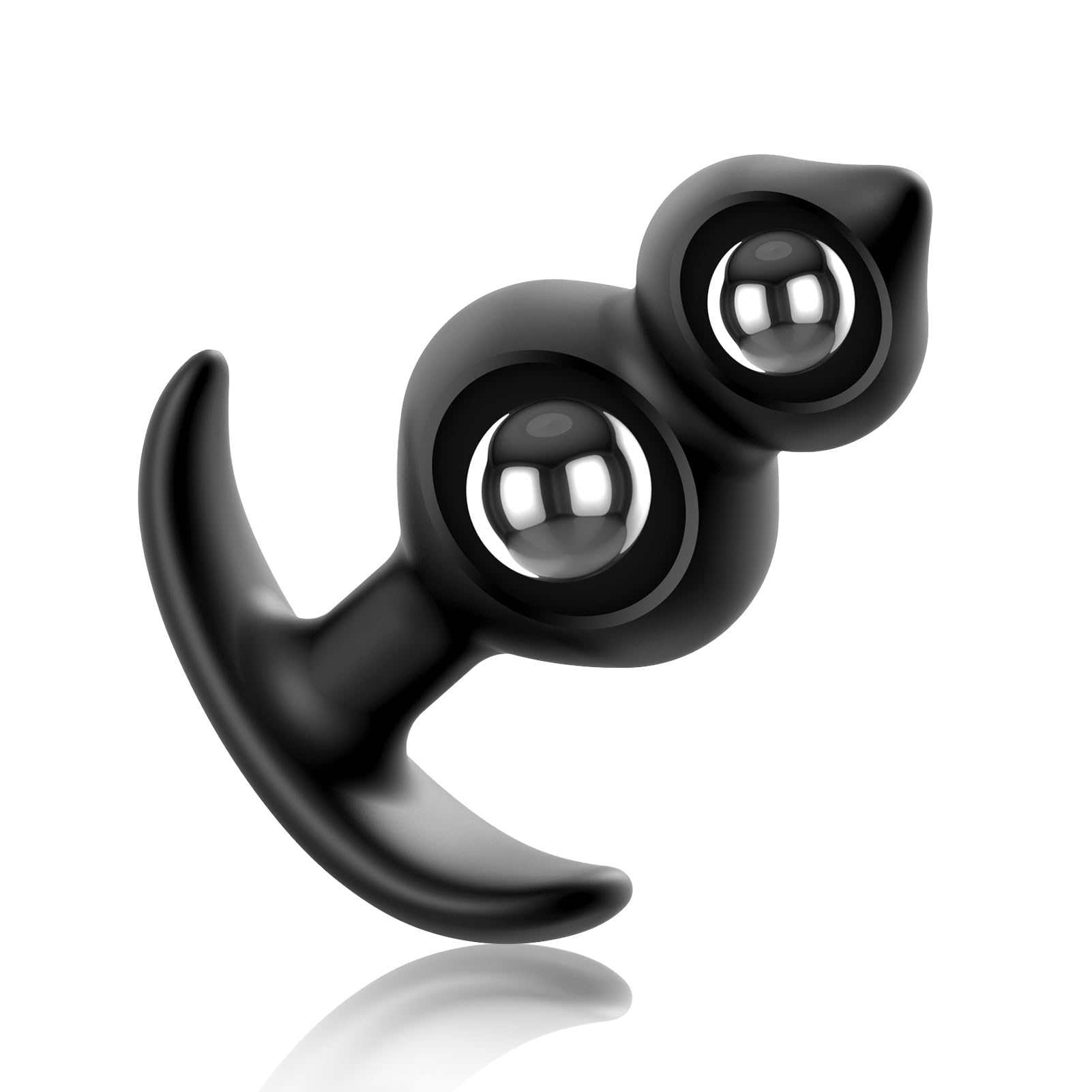 SXOVO Steel Ball Anal Plug Premium Silicone Butt Plug with Built-in 2 Balls Anal Beads for Women Men