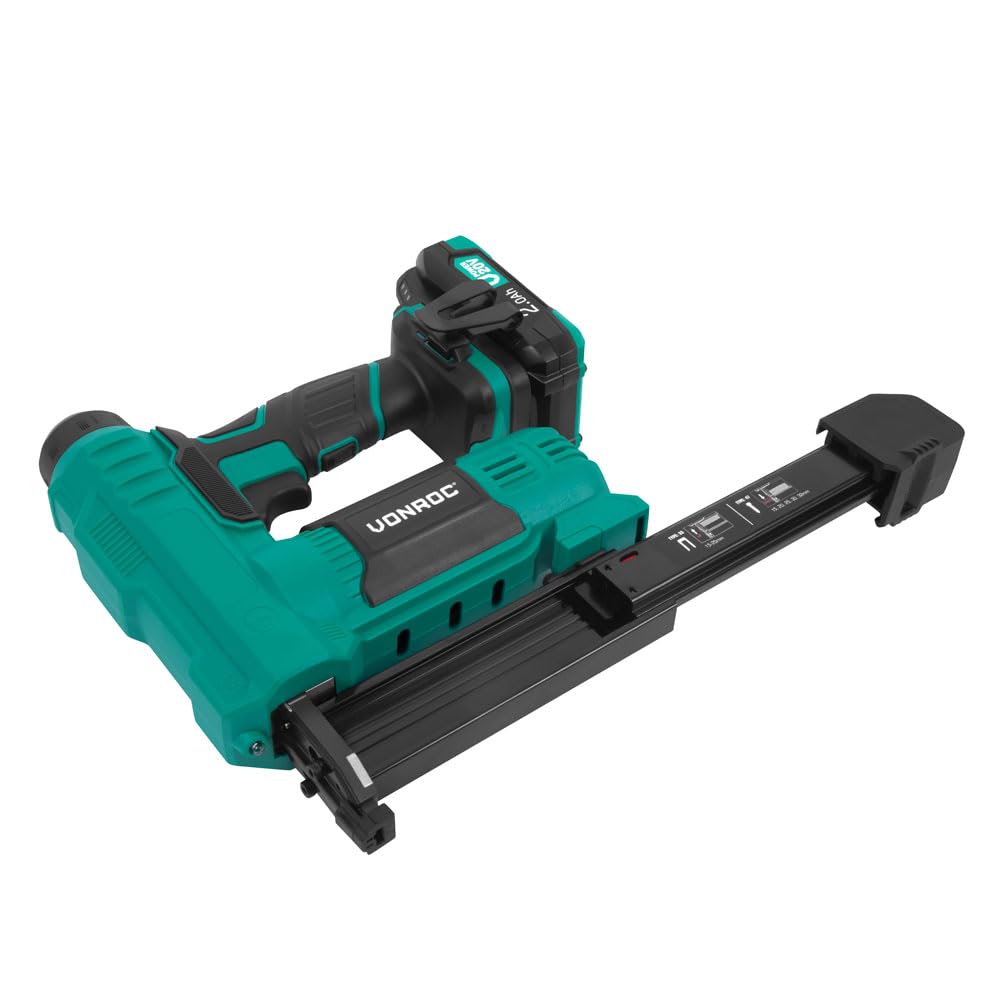 VONROC Agrafeuse Cloueuse Sans Fil 20V - 2 Batteries, 1000 Pièces d'Agrafes 20mm et 25mm, Chargeur Inclus - Taux Percussion 30 Clous/Agrafes par Minute - LED intégrée, Percussion Réglable
