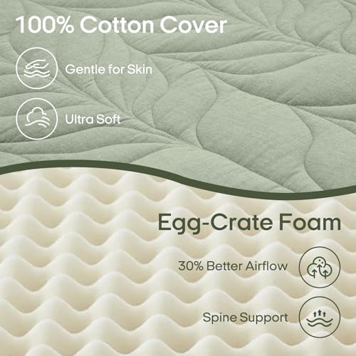 Image of ZonLi Japanese Floor Mattress Futon Mattress King Size, 4 inch Thicken Roll Up Tatami Mat 100% Cotton Washable Cover, Portable & Foldable Floor Bed Mattress for Sleeping, Dormitory, Adult, Green