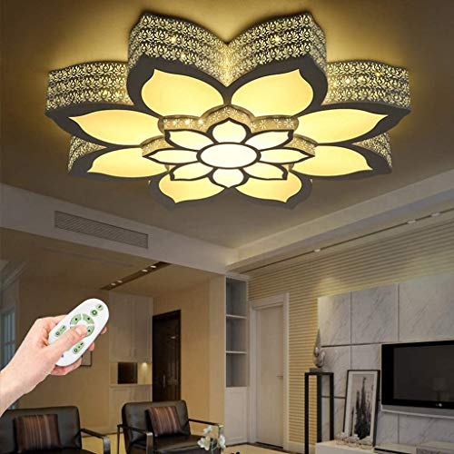 Deckenleuchte LED Wohnzimmerlampe Dimmbare Blumenform Design Deckenlampe Dimmbar Mit Fernbedienung Acryl Deckenlicht Schlafzimmer Kinderzimmer Dekorative Pendelleuchte [Energieklasse A++],60cm/48w Cover