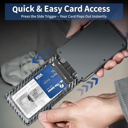 Minimalist Wallet for Men - Slim RFID Blocking Wallets Water-Proof Leather & Bifold Wallet with Money Clip | Holds 12+ Cards & ID Window | Premium Gift for Him (Gift Box Included) (Carbon Fiber)3