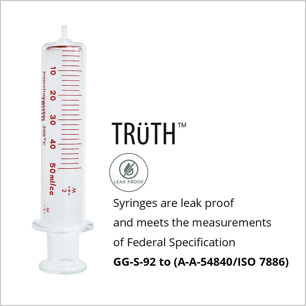 TRUTH Laboratory Glass Syringe Glass Tip 50ml
