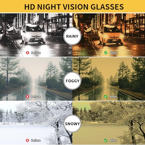 Image of HAOLOTA Night Vision Glasses for Driving Anti Glare, Polarized Nighttime Safety Glasses for Women Men UV400 Protection
