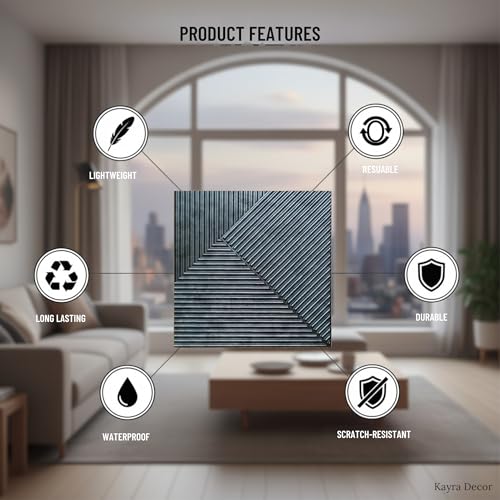 Image of Kayra Decor 3D PVC Wall Panels - Stripe Design, Bronze Rust Color 19.7 inch x 19.7 inch (Pack of 3) - Covers 8.07 Sq. Ft.