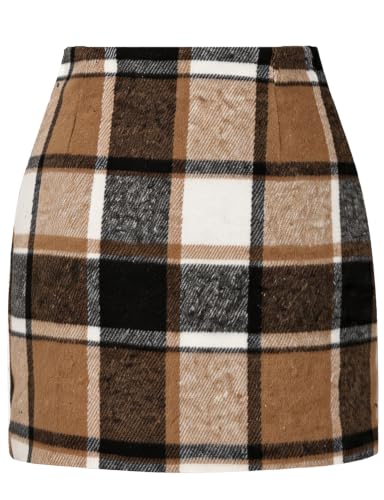 AURUZA Women's Plaid Pencil Mini Skirt, High Waisted Bodycon Above Knee...