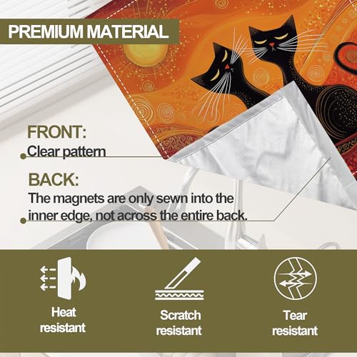 Image of Black Cat Magnetic Dishwasher Cover,Ethnic Sun Dishwasher Covers for The Front Magnetic Dishwasher Panel Decal Cover for Kitchen 23x26inch