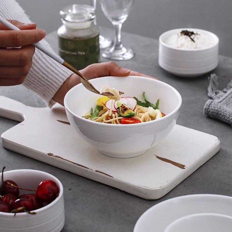 piatti di tutti i giorni per i pasti Piatto da insalata, ciotola di riso in ceramica bianca, piatto creativo for insalata di frutta, dessert, ramen, grande ciotola, piatto da portata, stoviglie for ri