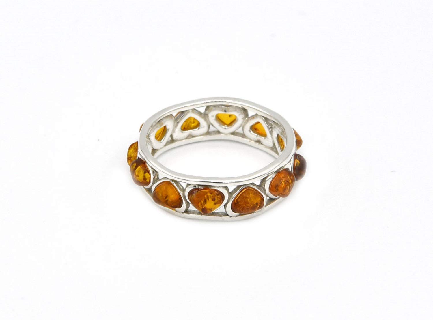 Ring Bernstein Herz honigfarben Bernsteinring Schmuck Damen silber 925 PMBER29