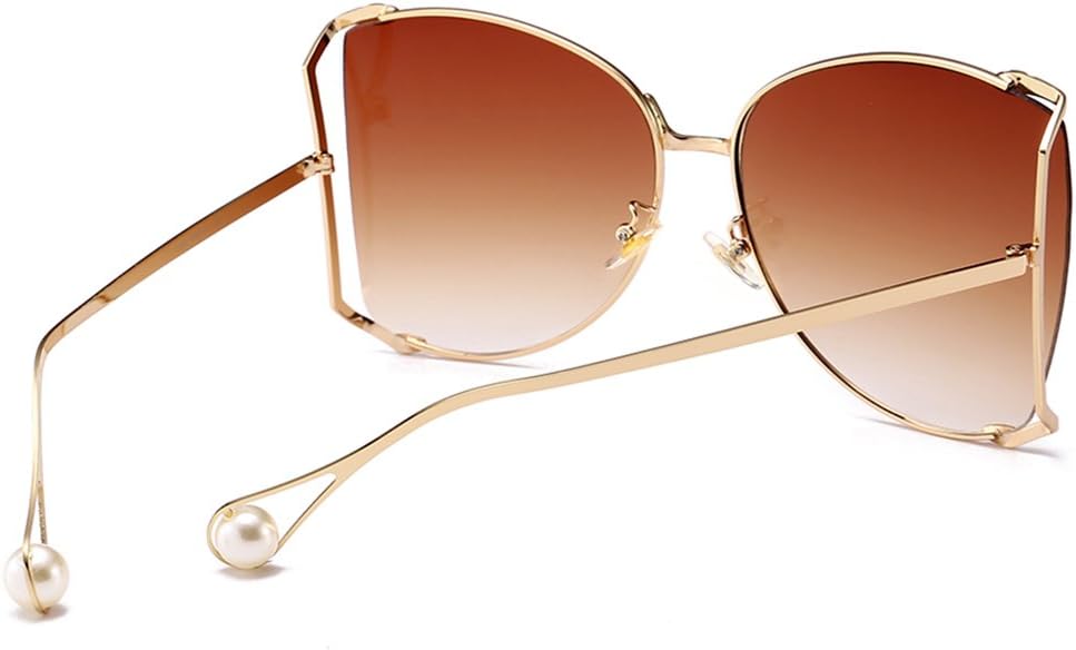 Armear Women Oversized Semi Rimless Sunglasses Retro Metal Frame Glasses Fashion Pearl Design - Image 5