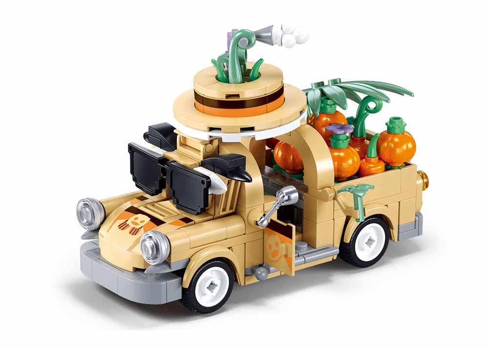 Sluban Girls Dream Theme Park Pumpkin Truck Building Set, 292 Pieces, Ages 7-13, M38-B1175, Tan and Orange