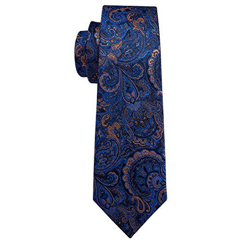 Image of Barry.Wang Men Ties Paisley Woven Silk Necktie Set with Pocket Suqare Cufflinks Formal