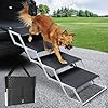 Dgsl dog ramp for car extra wide 4 steps dog stairs for truck folding steps for dogs with non slip surface pet loader dog steps for large dog suv side door and bed supports up to 250 lbs  urban country home decor