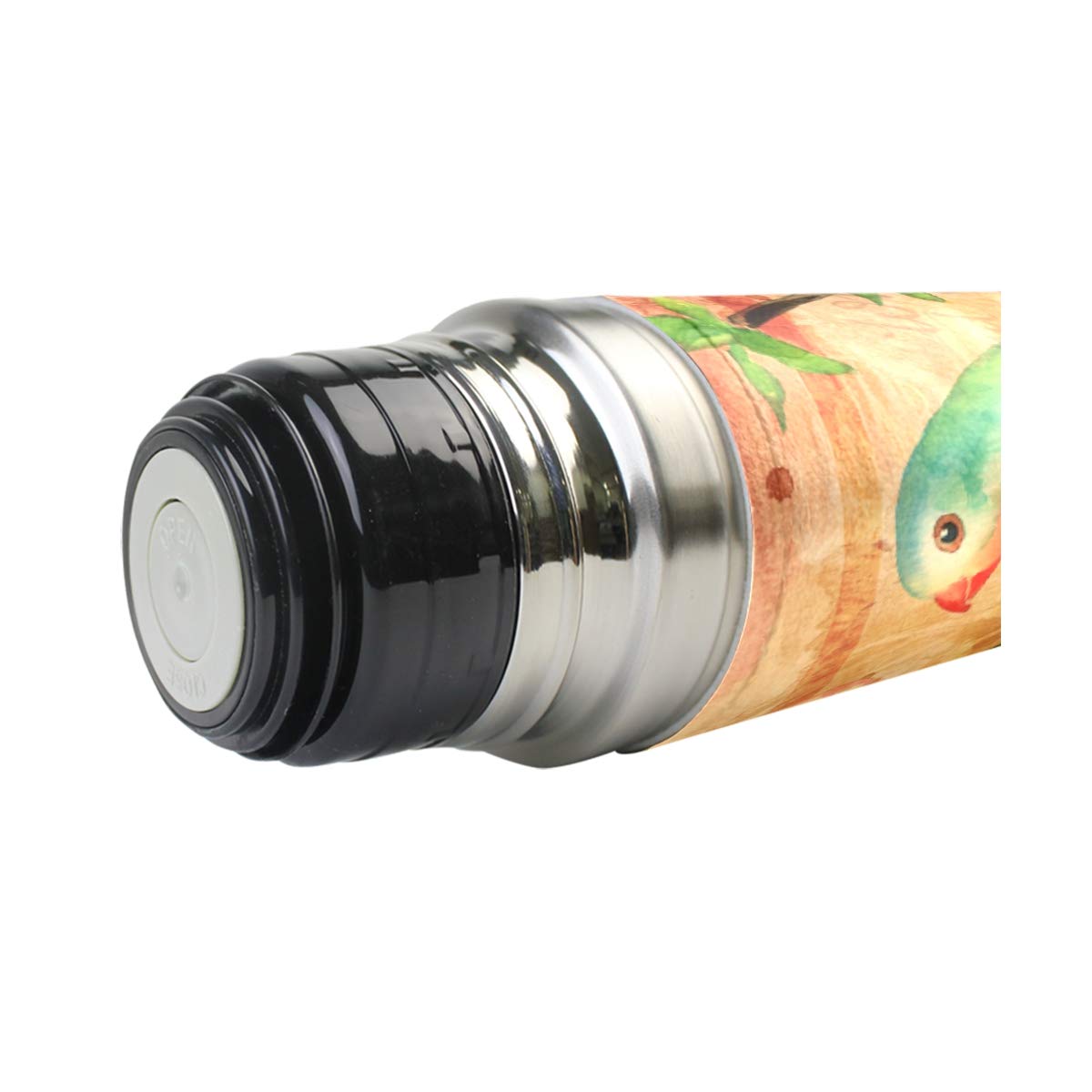 Taza de viaje de acero inoxidable con aislamiento al vacío, doble pared, a prueba de fugas, diseño de pájaros, mariposas, personalizable, con impresión personalizada de piel auténtica, 500 ml