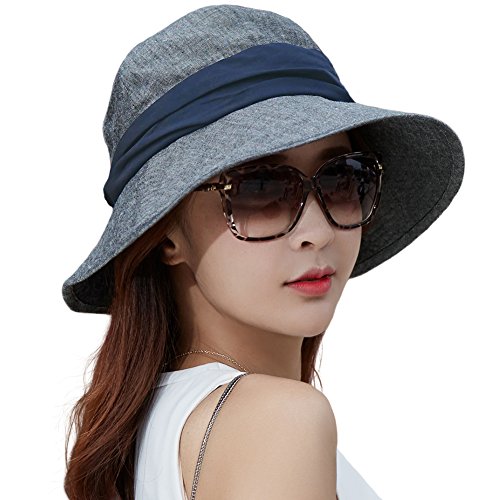 Best Sun Protection Hats For Women 9 SPF 50+ Cotton Ramie Packable Bucket Sun Hats for Women Wide Brim Sunhat with Chin Cord Summer Navy