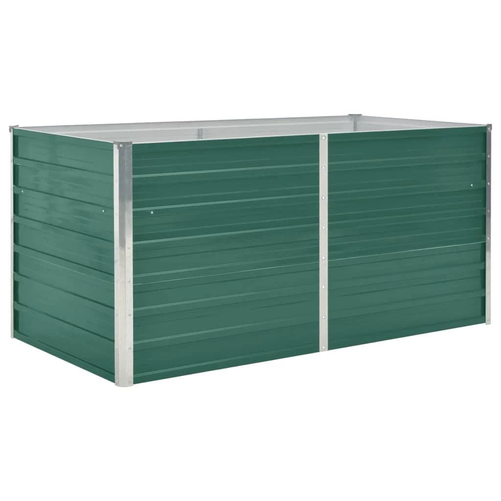 vidaXL Garden Raised Bed, Galvanised Steel, Green, 160x80x77 cm, Outdoor Balcony and Patio Planter, Flower and Vegetable Box, Safety Edge Fold, Lawn and Garden, DIY Raised Bed — image 1
