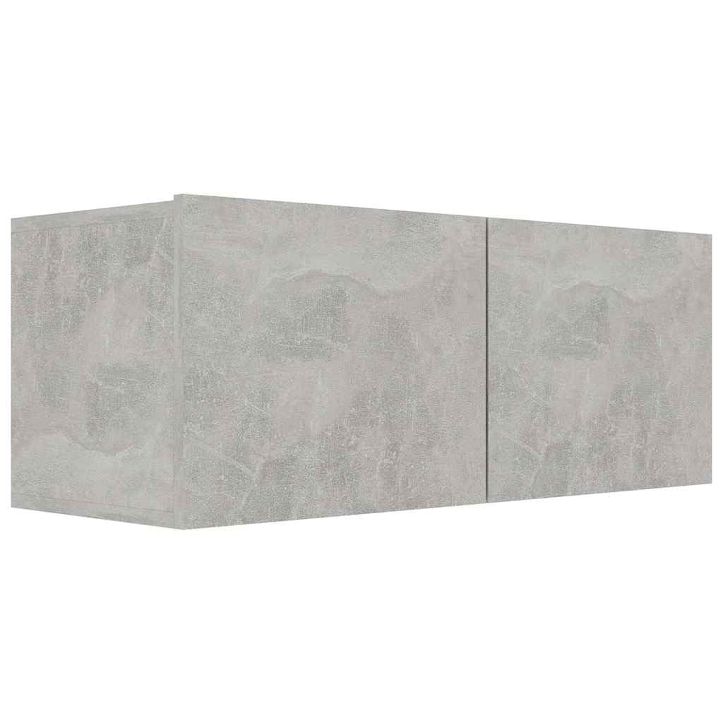 Lot de 7 meubles TV gris béton montage mural en bois