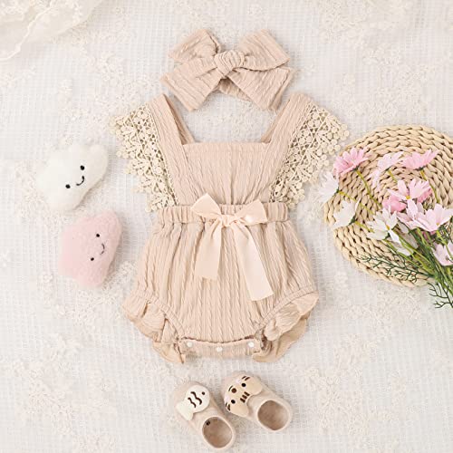 Douhoow Infant Baby Girl Plaid Romper Baby Short Sleeve Pleated Romper Bodysuit Summer Spring Outfits2