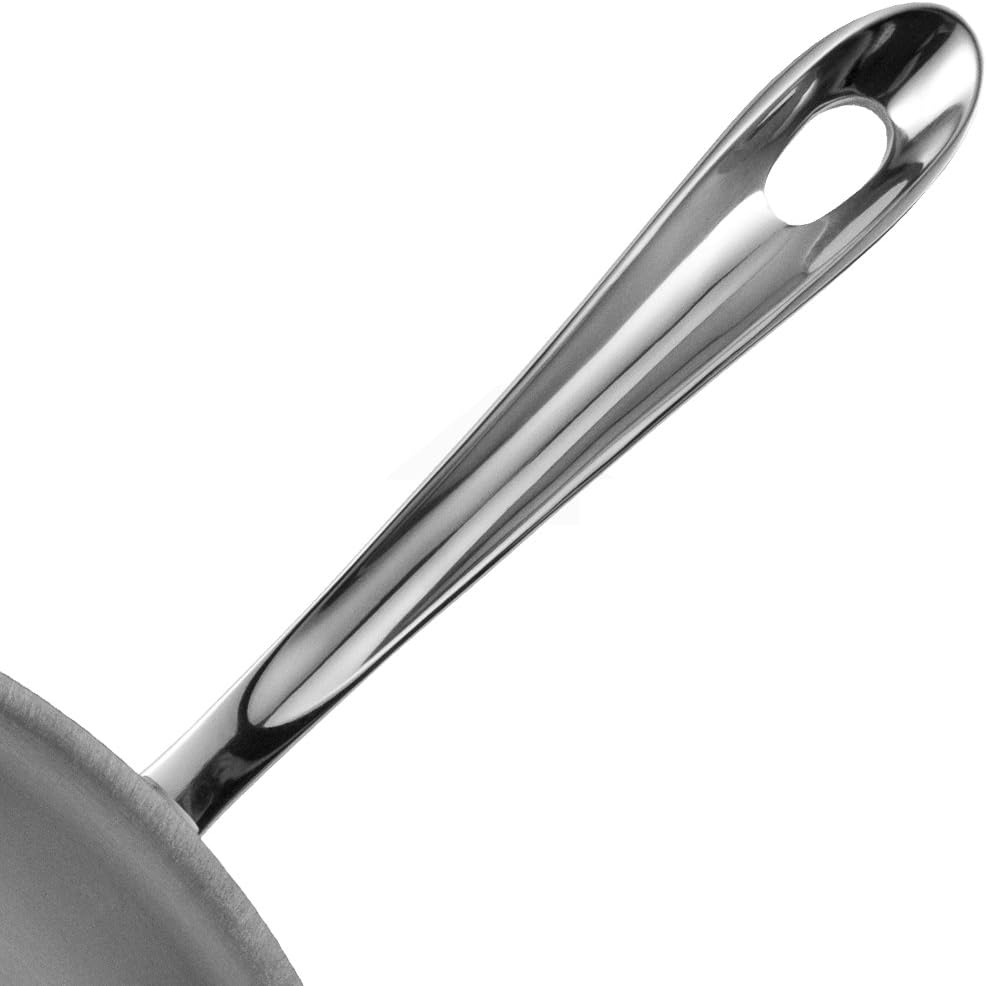 Close-up of the ergonomic, stay-cool stainless steel handle