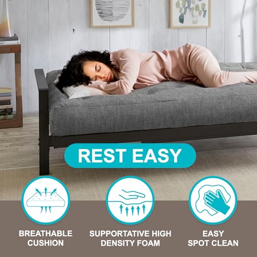 Trupedic x Mozaic - 8 inch Full Size Standard Futon Mattress (Frame Not Included) | Basic Dusty Blue | Great for Kid's Rooms or Guest Areas - Many Color Options