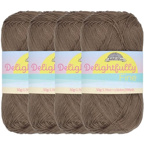 JubileeYarn Delightfully Fine Yarn - 50g/Skein Lace Bamboo Rayon - Coffee Lover - 4 Skeins