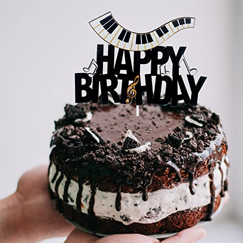 Lhcing Piano Happy Birthday Cake Topper - Musical Instruments Birthday Glitter Piano Cake Topper thumb #1