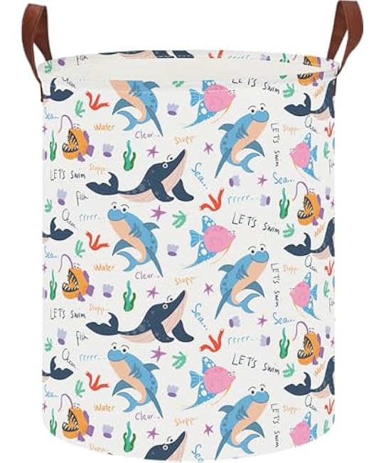 CLOCOR Collapsible Round Storage Bin/Large Storage Basket/Clothes Laundry Hamper/Toy Storage Bin (Love Elephant)