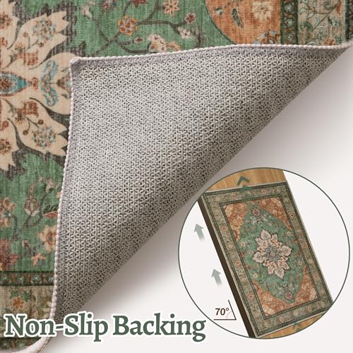 Image of Tangsoo Vintage 2.6x8 Washable Hallway Runner Rugs, Non Slip Rug Runner