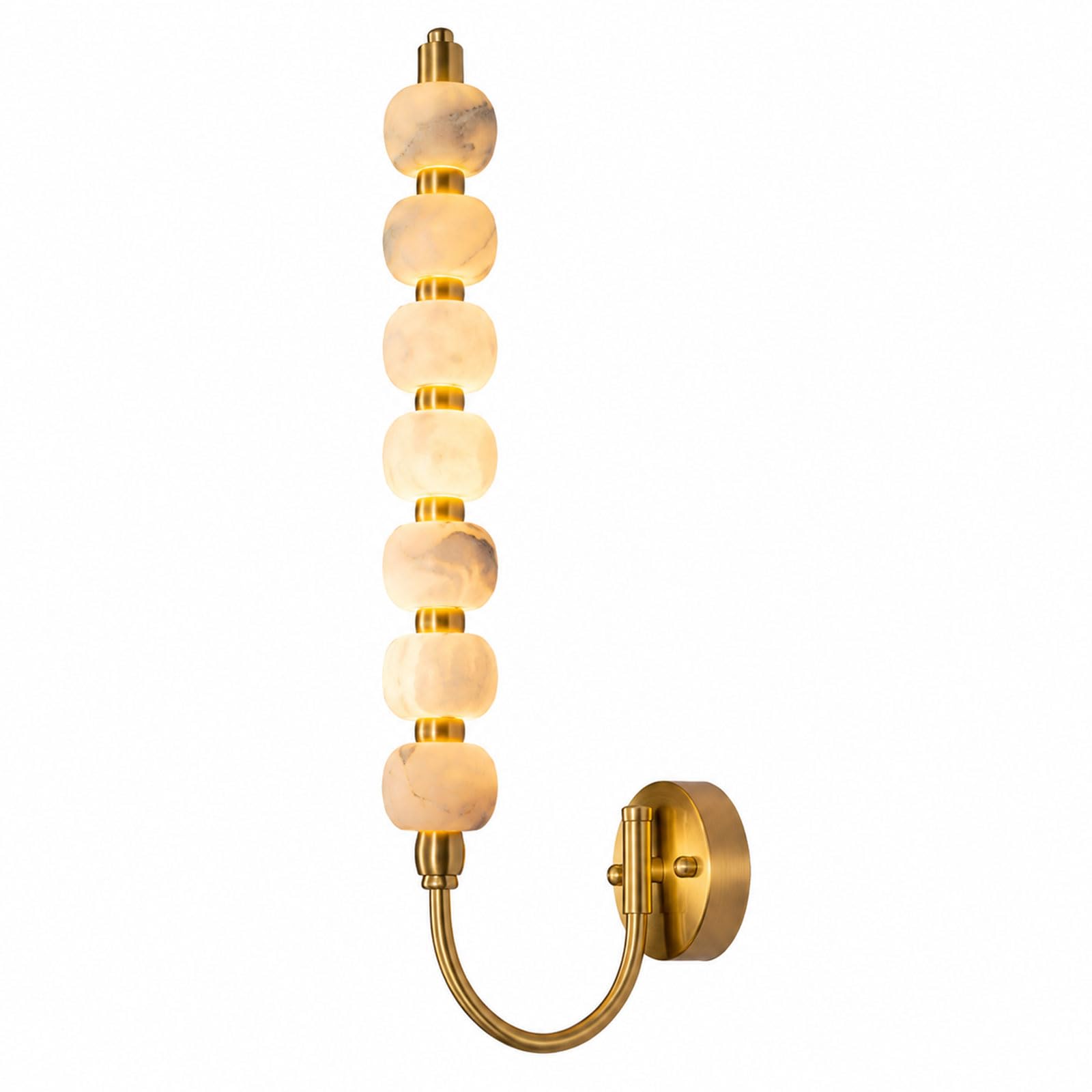 Applique da parete in alabastro naturale a 2 forme elegante lampada | Lampada da parete a sospensione verticale impilata e a U, in alabastro naturale rifinito a mano, ideale per soggiorno