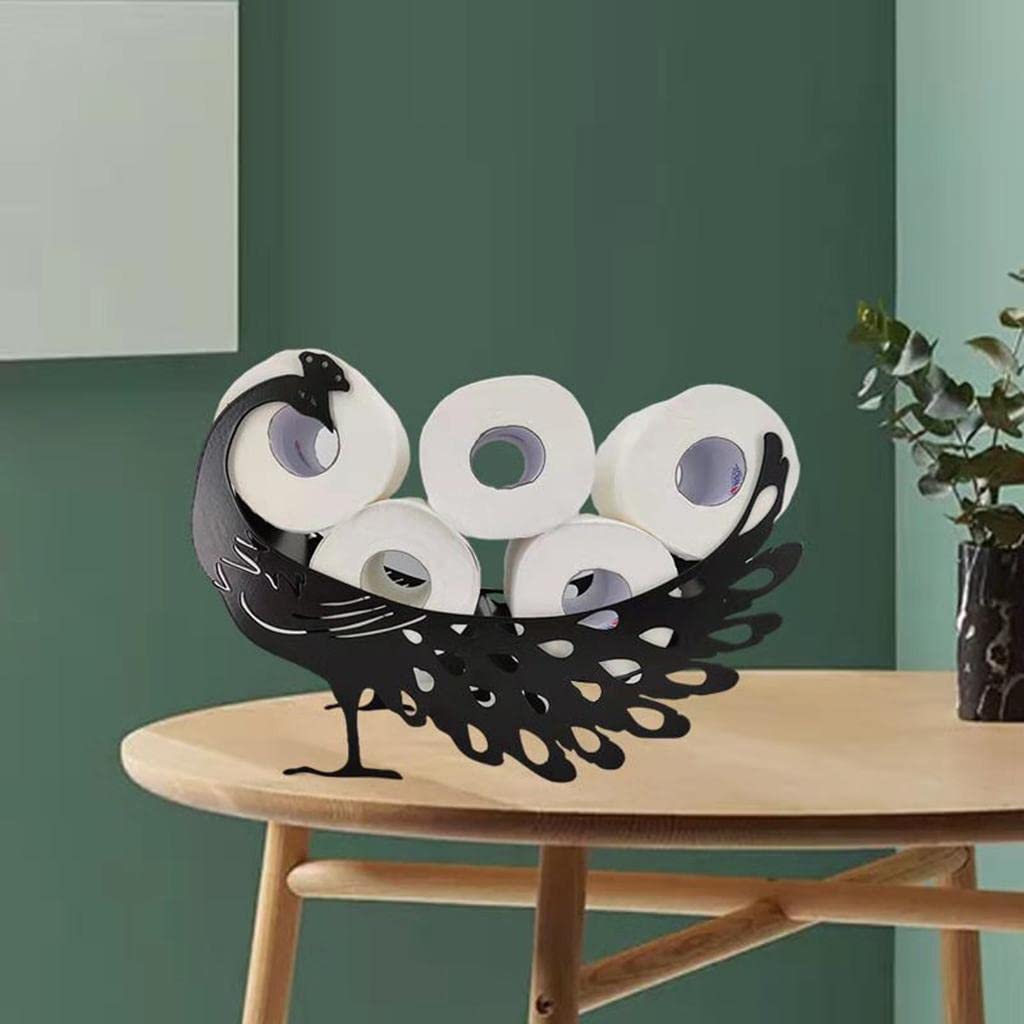 Toilet Paper Holder Wall Mount Black Animal Bathroom Tissue Storage Phoenix-image-32