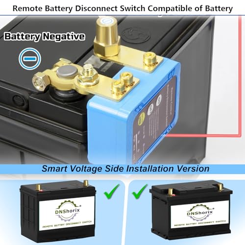 Image of Remote Battery Disconnect Switch 12v, Kill Switch for Car Truck, Anti-Theft | Upgrade Smart Voltage, Remote Battery Cut Off Switch, 240A, Car Kill Switch, Prevent Drain (Side Installation)
