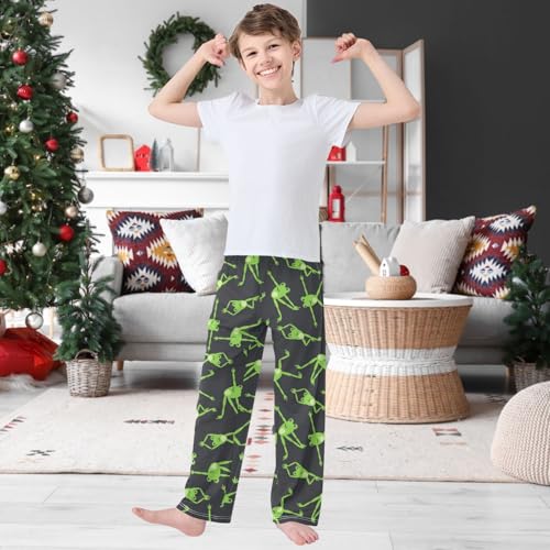 Boy's Pants Funny Green Frog Yoga Pose Jogger Pants Elastic Waist Long Bottoms Trousers with Pockets 6-14 Years2