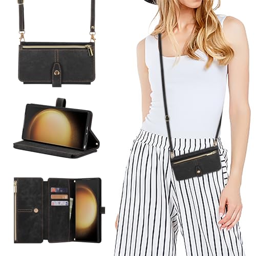 ZCDAYE Hülle für Samsung Galaxy S23 Ultra mit Band Handykette, Leder...