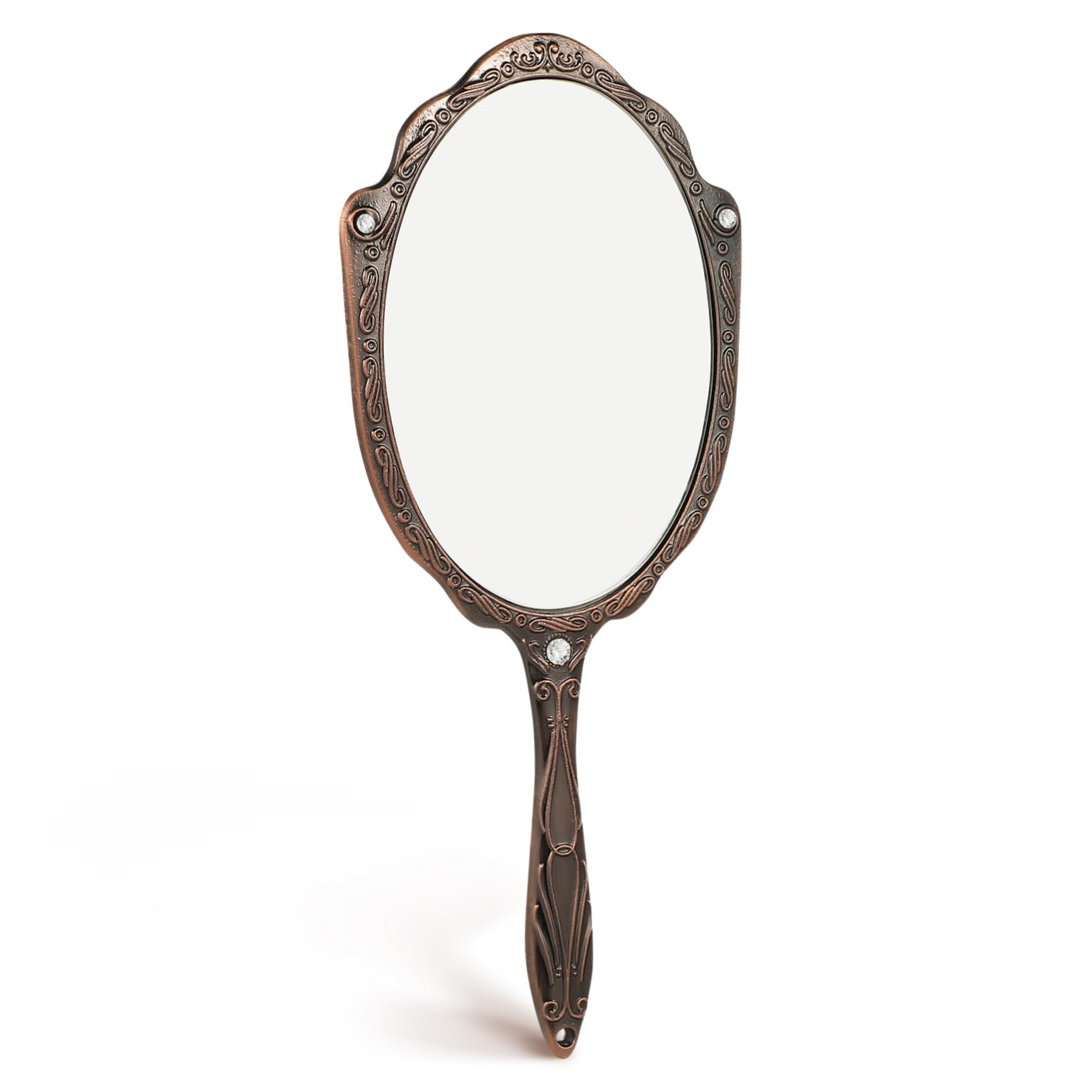 Ipetboom Handheld Vanity Mirror Vintage Compact Makeup Mirror for Ladies Women Portable Hand 360° Rotation Metal Frame Small Hand