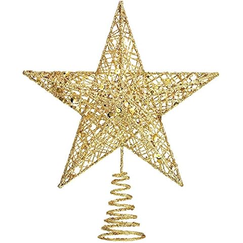 Wenxiaw Weihnachtsbaumspitze Stern Gold, 25Cm Weihnachtsbaumspitze Glitzernder Baumkronen Lampe Weihnachtsdeko Stern Leuchtend Stern Baumspitze Baumspitze Weihnachten Cover