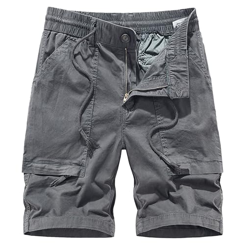 Short cargo de randonnée et loisirs pour homme avec poches et taille élastique ajustable