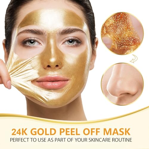 24K Gold Peel Off Face Mask, Blackhead Remover Mask, Peel Off Gold Mask, Purifying and Deep Cleansing for All Skin Types, 60g - Image 3