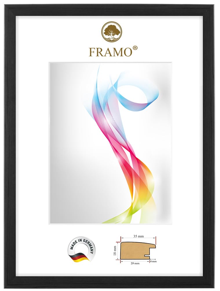 FRAMO Marco de fotos en madera 65 x 65 cm (Dimensión de la imagen) cuadrado de Pino Negro | Tamaño seleccionable | Pósters | Puzzle | Collage | A medida | personalizados