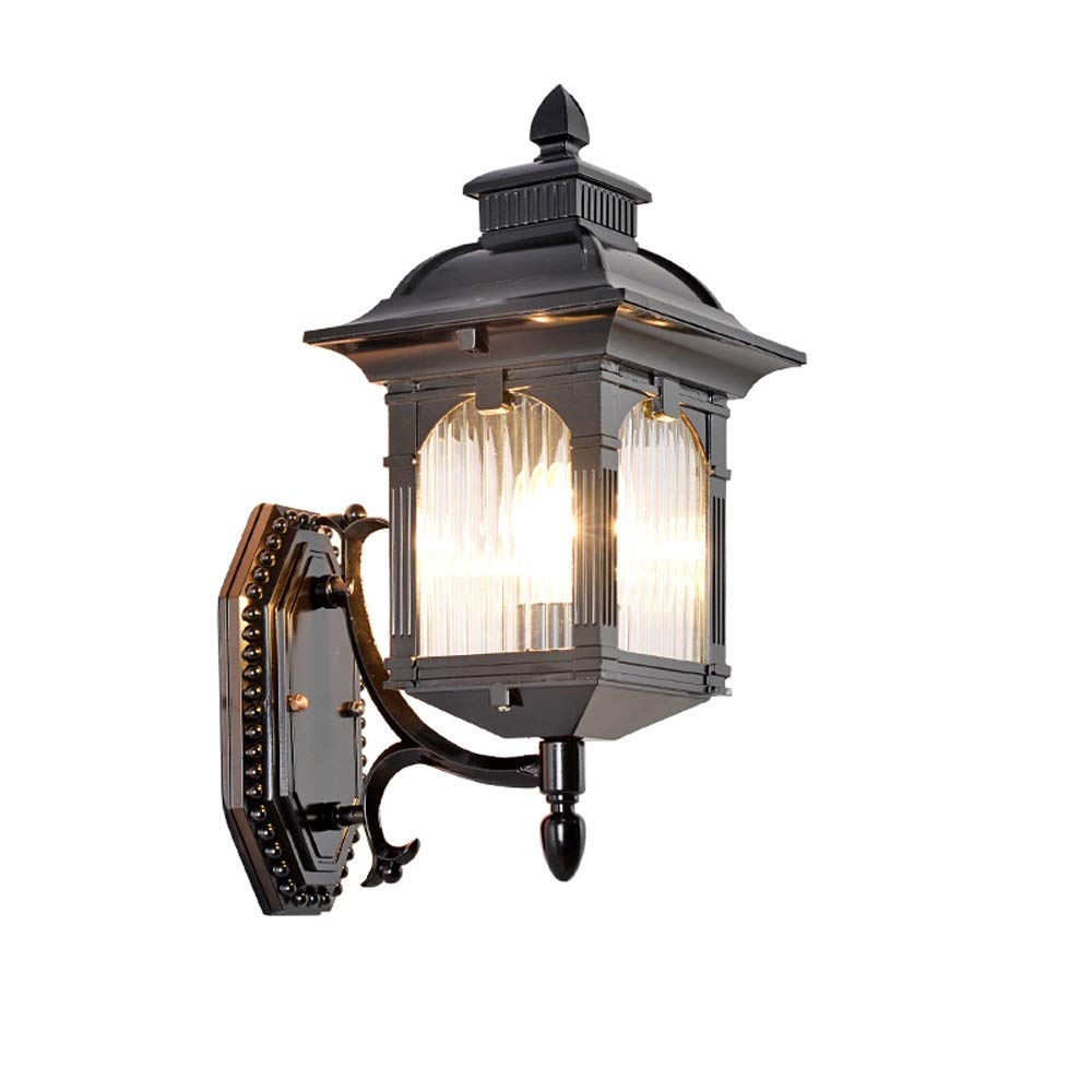 ZFPKXHVMG Outdoor Wall Lamp, Outdoor Wall Sconce IP54 E27 Black Bronze Courtyard Garden Living Room(Black)