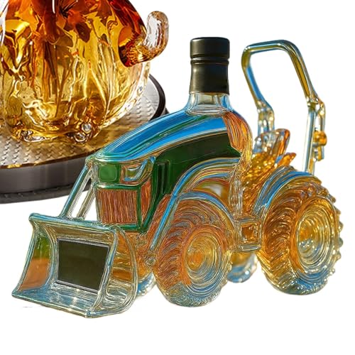Qismetbina テキーラデカンター | クリエイティブ 3D トラクター ワインボトル,ホームバー ウイスキー愛好家 ご家族用キャビネット 収納飾り