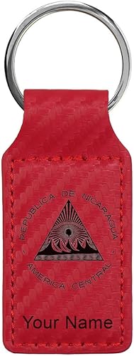 Miniatura 19 de LaserGram Llavero rectangular, bandera de Nicaragua, grabado personalizado incluido (azul oscuro)