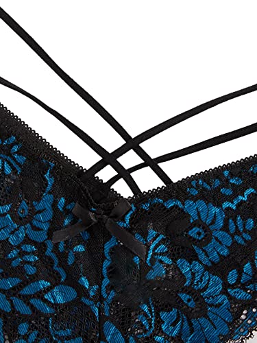 Floerns Women's 3 Pack Embroidered Mesh Letter Tape V-String Thong Panties Set Purple Multi M #TOP4