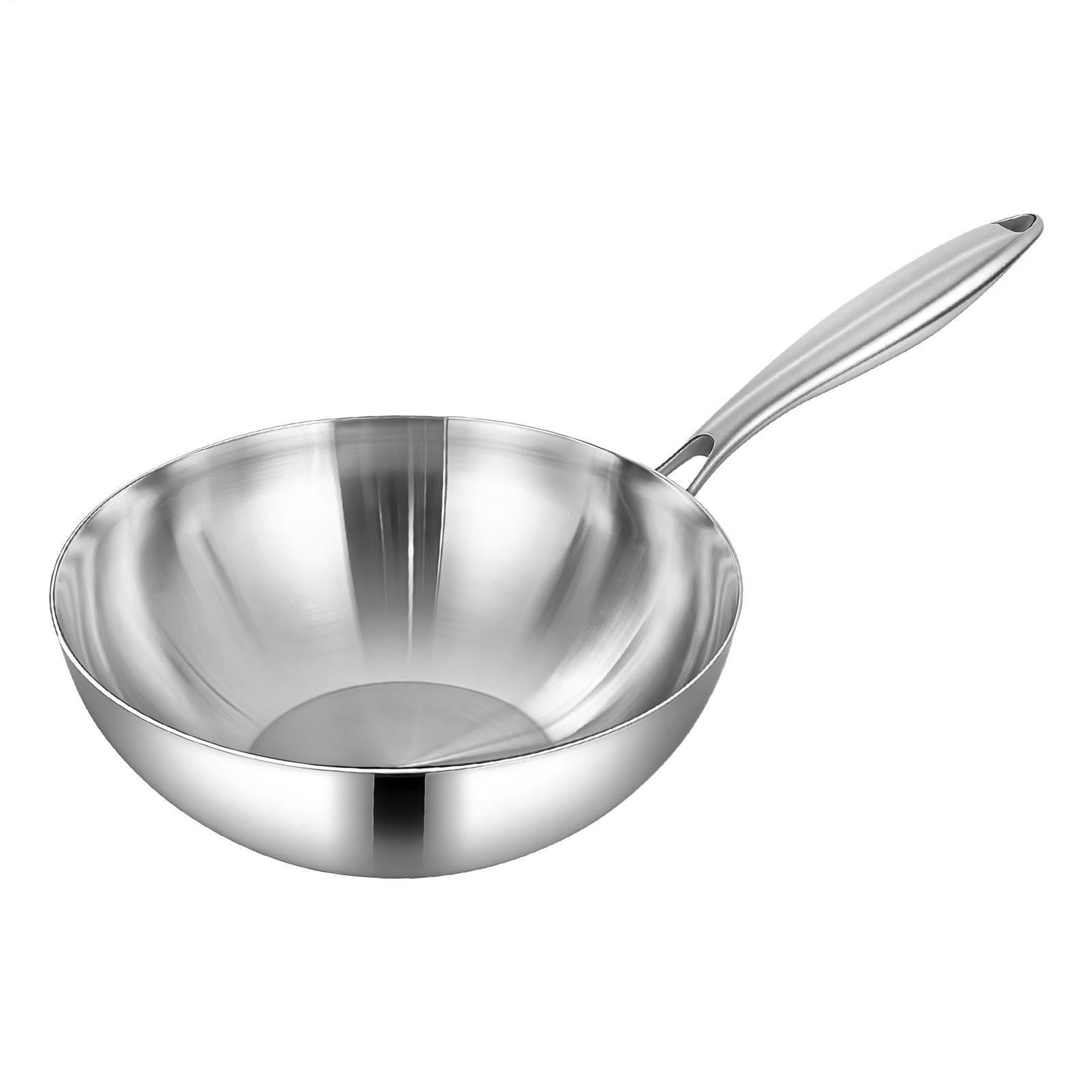 Flachboden-Woks Antihaft unbeschichtete tiefe Bratpfanne