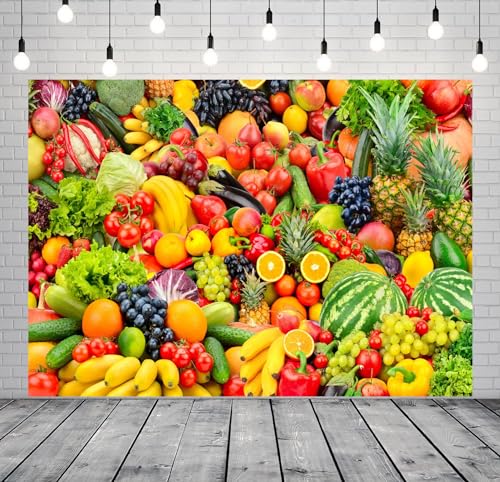 Fondo fotográfico 7x5 ft con frutas variadas miniatura 2