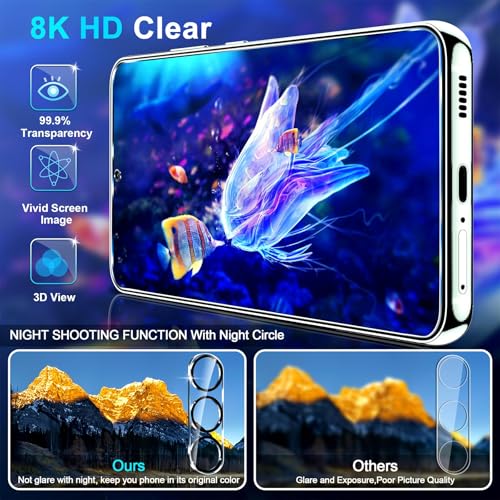 Image of firtstnow 3 Pack for Samsung Galaxy S26 Plus Screen Protector Tempered Glass + 3 Pack Camera Lens Protector, Military Grade Shatterproof, 9H Hardness, Fingerprint Unlock, Case Friendly 6.7 Inch