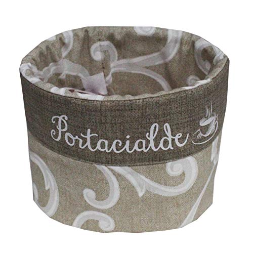 Russo Tessuti Centrotavola Contenitore Cucina Porta Cialde caffè Oggetti Zucchero Ghirigori -Beige