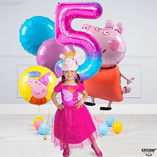 Image of KatchOn Rainbow Number 5 Balloon 40 Inch
