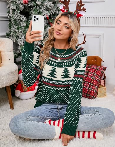 Image of Women's Vintage Fair Isle Pullover Sweater Lightweight Knit Tops